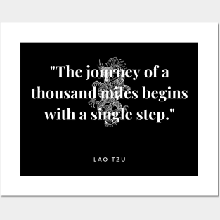 "The journey of a thousand miles begins with a single step." - Lao Tzu Motivational Chinese Dragon Quote Posters and Art